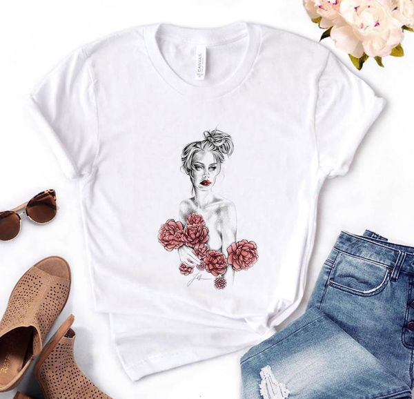 women t shirt hand draw flower girl print tshirt women short sleeve o neck loose t-shirt ladies causal tee shirt clothes, White
women t shirt hand draw flower girl print tshirt women short sleeve o neck loose t-shirt ladies causal tee shirt clothes, White