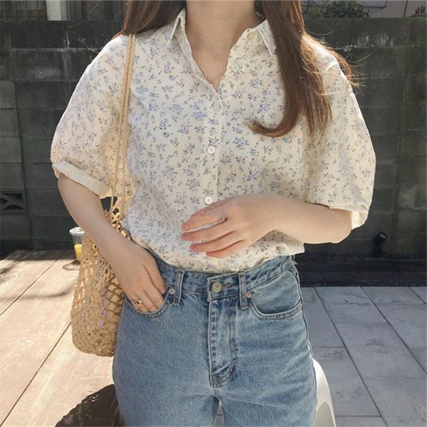 women fresh florals short sleeves summer chic 2020 casual fresh brief lapel loose high street feminine shirts, White
women fresh florals short sleeves summer chic 2020 casual fresh brief lapel loose high street feminine shirts, White