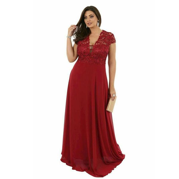 chic red plus size a line prom dresses sheer deep v neck beaded lace evening gown floor length chiffon formal dress, Black
chic red plus size a line prom dresses sheer deep v neck beaded lace evening gown floor length chiffon formal dress, Black