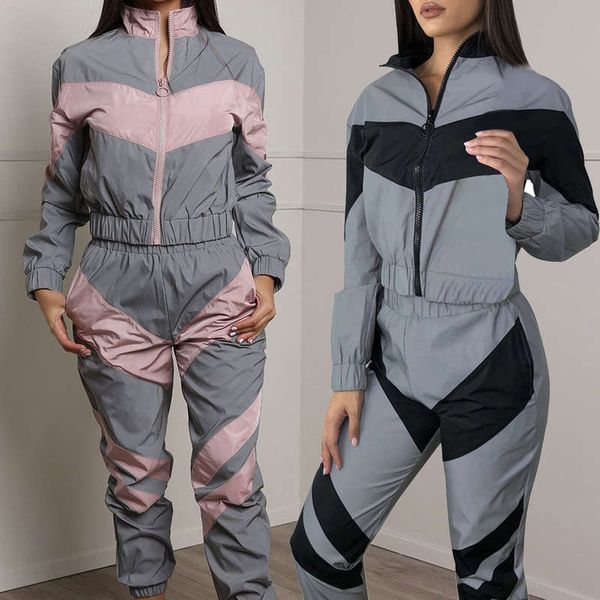 summer 2020 women's stitching reflective sports leisure suit two piece set 9568#, Gray
summer 2020 women's stitching reflective sports leisure suit two piece set 9568#, Gray