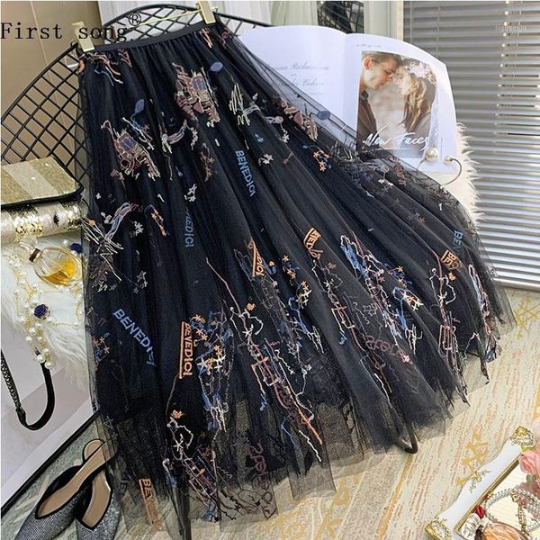 shipping heavy craft letter mesh embroidery elastic waist pleated skirt 2020 women's summer skirt fashion wild a-line xl1, Black
shipping heavy craft letter mesh embroidery elastic waist pleated skirt 2020 women's summer skirt fashion wild a-line xl1, Black