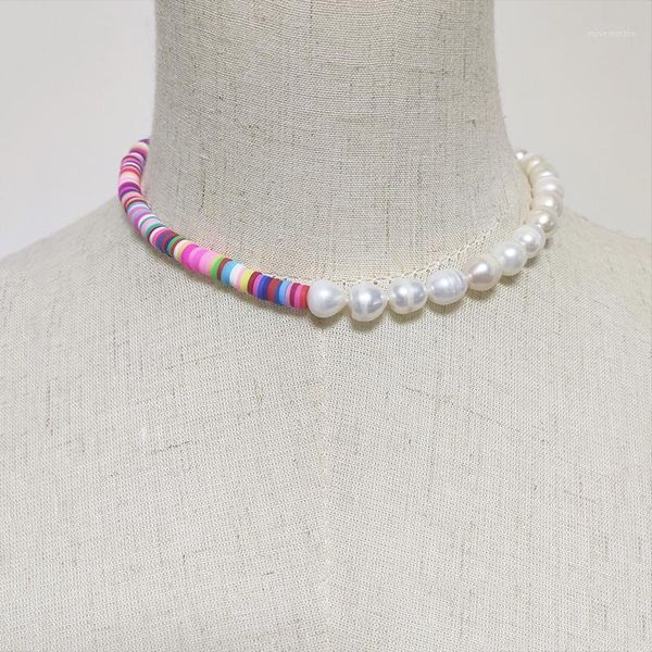 2021 women summer fashion pearls necklace unique stitching design boho style colored polymer clay jewelry choker gift for friend1, Golden;silver
2021 women summer fashion pearls necklace unique stitching design boho style colored polymer clay jewelry choker gift for friend1, Golden;silver
