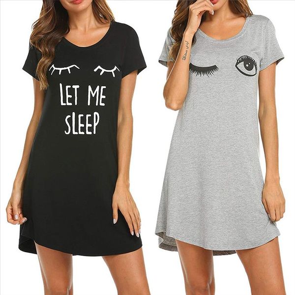 2020 womens letter nightgowns and sleepshirts sleepwear cute sleep shirt printed night dress short sleeve nightwear, Black;gray 
2020 womens letter nightgowns and sleepshirts sleepwear cute sleep shirt printed night dress short sleeve nightwear, Black;gray