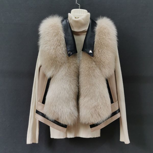 women 2020 winter turtleneck high leather jacket with fox skin lady motorcycle rider outerwear coat j6q5, Black
women 2020 winter turtleneck high leather jacket with fox skin lady motorcycle rider outerwear coat j6q5, Black