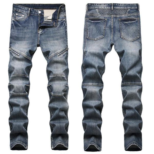new men jeans zipper denim jeans long trend european and american personality cotton brand casual men's dropship, Blue
new men jeans zipper denim jeans long trend european and american personality cotton brand casual men's dropship, Blue