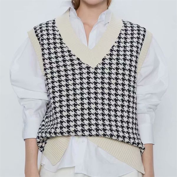 evfer fashion lady houndstooth autumn za oversize sweaters vest women casual v-neck sleeveless patchwork knitted chic 201221, White;black
evfer fashion lady houndstooth autumn za oversize sweaters vest women casual v-neck sleeveless patchwork knitted chic 201221, White;black