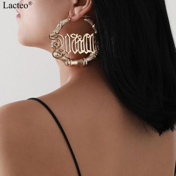 lacteo punk miami curb cuban thick hoop earrings carved letter pendant gold color chunky bamboo hoop earrings jewelry for women, Golden;silver
lacteo punk miami curb cuban thick hoop earrings carved letter pendant gold color chunky bamboo hoop earrings jewelry for women, Golden;silver