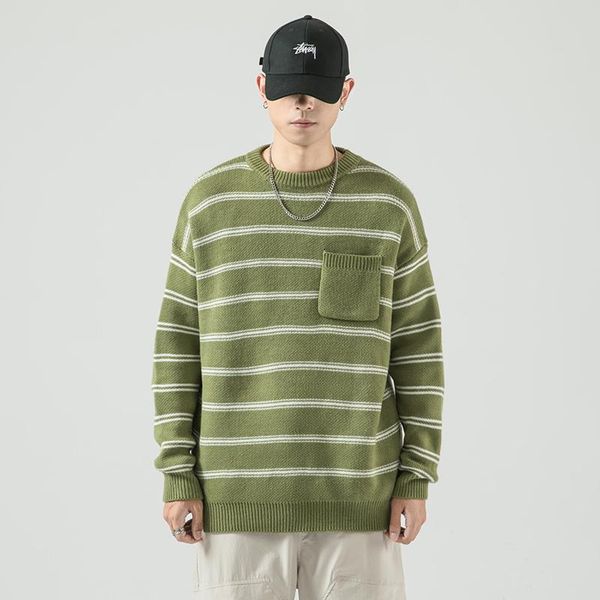 men's sweaters stripe knitted sweater 2021 autumn winter o-neck pocket pullover fashion plus size harajuku street jumpers male, White;black
men's sweaters stripe knitted sweater 2021 autumn winter o-neck pocket pullover fashion plus size harajuku street jumpers male, White;black