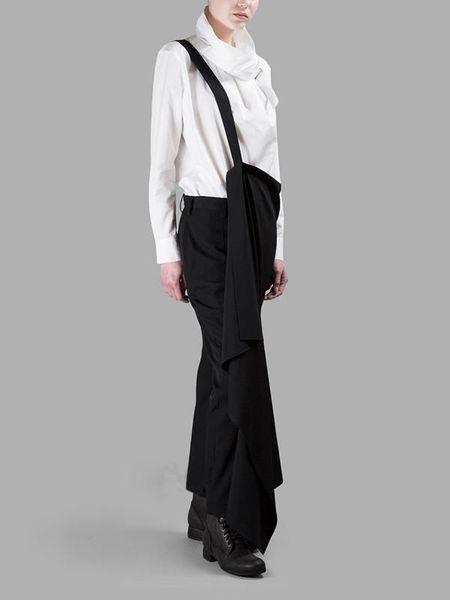 men's pants personality asymmetric bib suspenders pant catwalk fashion stitching cropped trousers european and american style, Black
men's pants personality asymmetric bib suspenders pant catwalk fashion stitching cropped trousers european and american style, Black