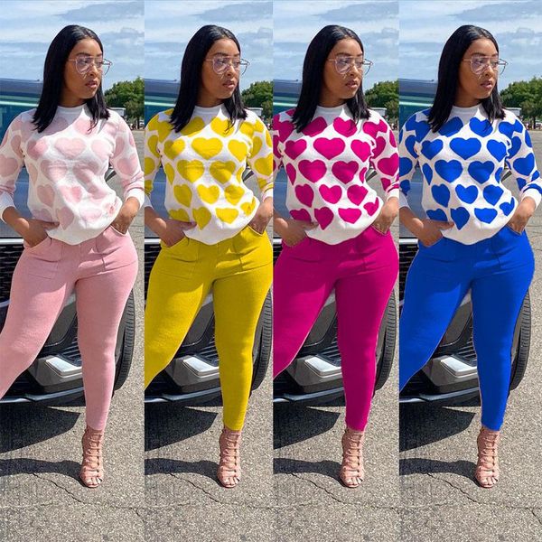 women two piece clothing heart printed long sleeve slim pants outfits jogging streetwear suits plus size casual fall winter sportwear 20, White
women two piece clothing heart printed long sleeve slim pants outfits jogging streetwear suits plus size casual fall winter sportwear 20, White
