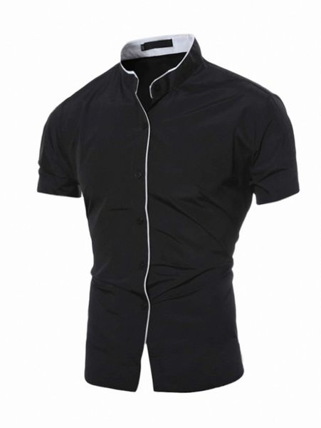 men contrast binding shirt y9ko#, White;black 
men contrast binding shirt y9ko#, White;black