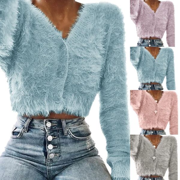 feitong 2021 women fashion v neck long sleeve furry casual sweater crop popular women drop shipping, White;black
feitong 2021 women fashion v neck long sleeve furry casual sweater crop popular women drop shipping, White;black