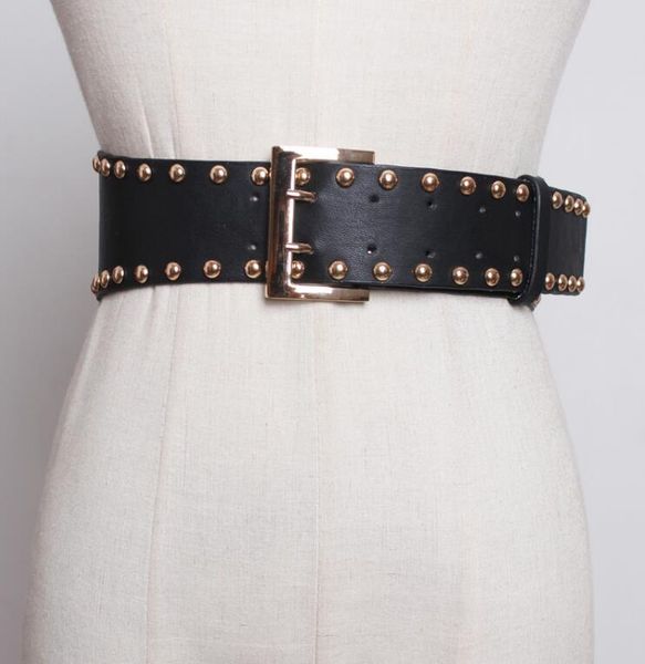 belts women's runway fashion rivet vintage pu leather punk cummerbunds female dress corsets waistband decoration wide belt r1828, Black;brown
belts women's runway fashion rivet vintage pu leather punk cummerbunds female dress corsets waistband decoration wide belt r1828, Black;brown