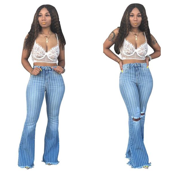 vertical stripes high waist boot cut pants female large size ripped women's jeans flares denim mujer trousers with holes3xl, Blue
vertical stripes high waist boot cut pants female large size ripped women's jeans flares denim mujer trousers with holes3xl, Blue