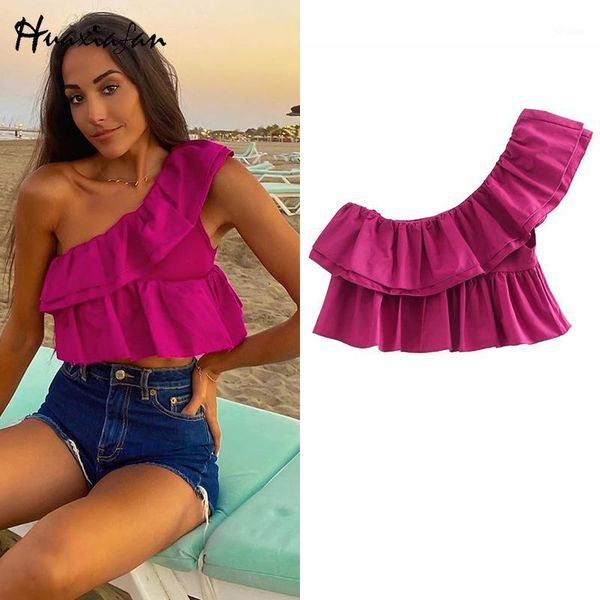 women's t-shirt huaxiafan cut crop woman 2021 elastic one shoulder ruffle vingtage mujer romantic t shirt tank rop mujer1, White
women's t-shirt huaxiafan cut crop woman 2021 elastic one shoulder ruffle vingtage mujer romantic t shirt tank rop mujer1, White