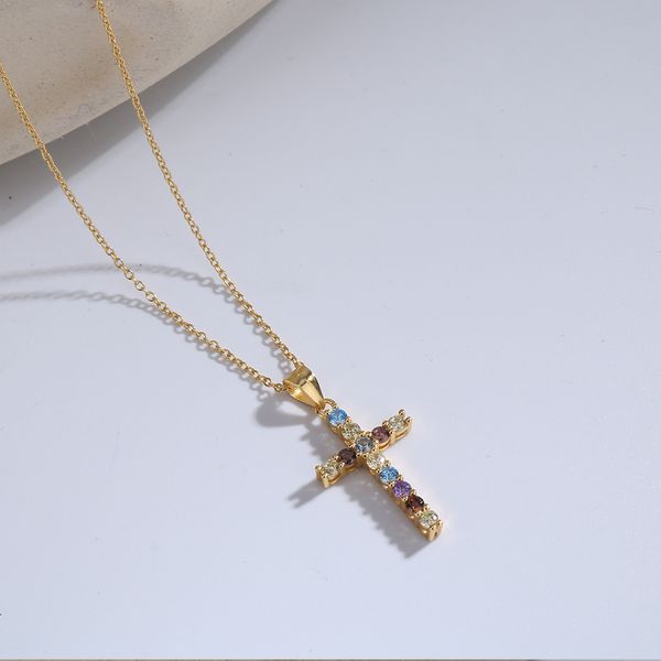 necklace female european and american light luxury ins style 925 plated 18k gold rainbow cross clavicle chain, Silver
necklace female european and american light luxury ins style 925 plated 18k gold rainbow cross clavicle chain, Silver