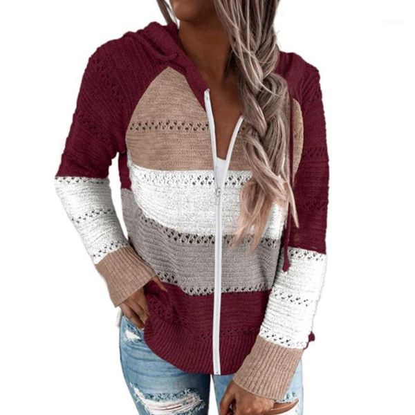 women autumn long sleeve sweaters full zip up hooded drawstring jacket color block striped hollow out knitted loose cardigan1, White
women autumn long sleeve sweaters full zip up hooded drawstring jacket color block striped hollow out knitted loose cardigan1, White