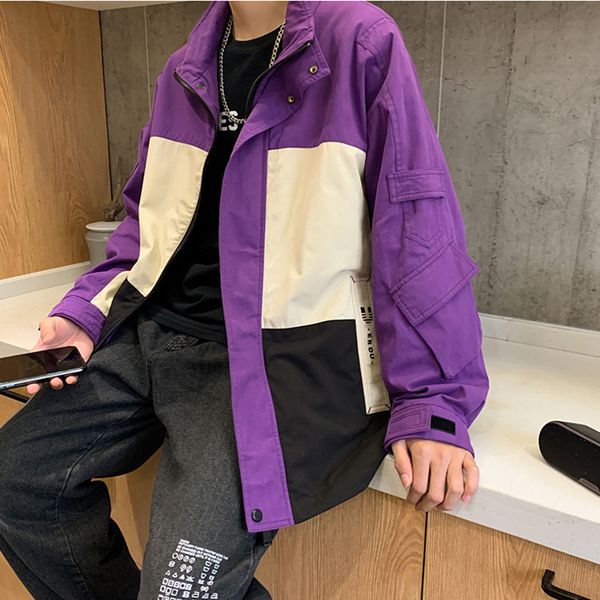 spring autumn new arrival hong kong style ins stand collar loose jacket men's color matching casual streetwear kg-200, Black;brown
spring autumn new arrival hong kong style ins stand collar loose jacket men's color matching casual streetwear kg-200, Black;brown