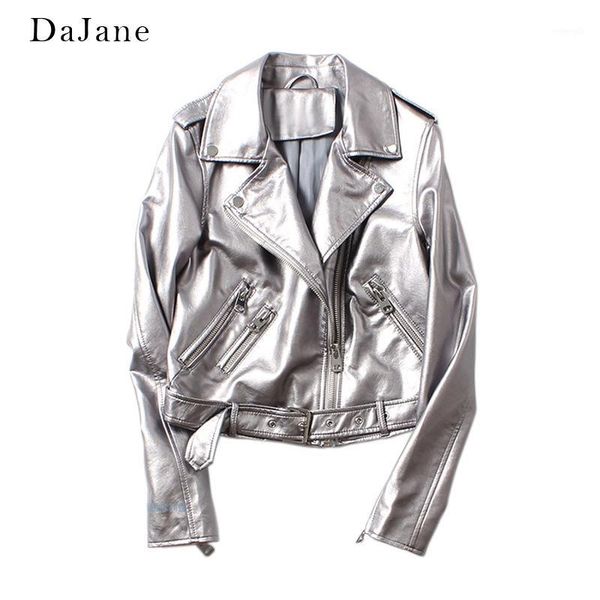 dajane autumn new silver female pu washing machine leather belt belt leather jacket white gold color zipper1, Black
dajane autumn new silver female pu washing machine leather belt belt leather jacket white gold color zipper1, Black