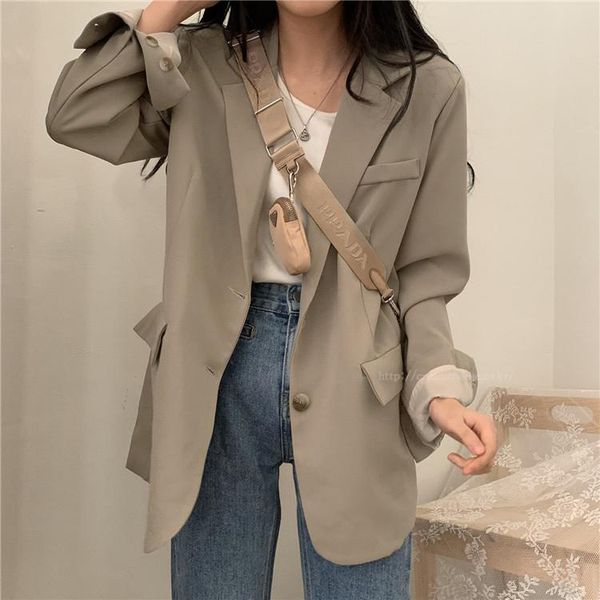 south korea chic2020 autumn new style simple elegant loose versatile single-breasted straight long sleeve suit jacket women, White;black
south korea chic2020 autumn new style simple elegant loose versatile single-breasted straight long sleeve suit jacket women, White;black