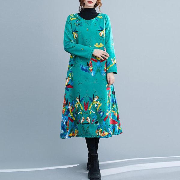 autumn 2020 vestido de mujer vintage cotton linen dress print thick warm o neck long sleeve pocket plus size casual women dress, Black;gray
autumn 2020 vestido de mujer vintage cotton linen dress print thick warm o neck long sleeve pocket plus size casual women dress, Black;gray