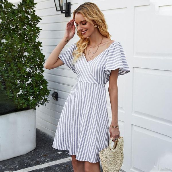 casual dresses summer dress 2021 ladies striped print belt v-neck halter casual1, Black;gray
casual dresses summer dress 2021 ladies striped print belt v-neck halter casual1, Black;gray