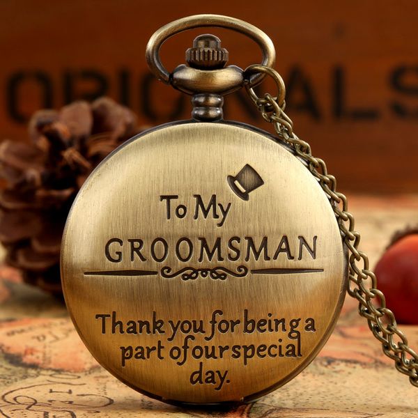 black/bronze to my groomsman mens analog quartz pocket watch necklace pendant chain arabic roman number dial wedding gift, Slivery;golden
black/bronze to my groomsman mens analog quartz pocket watch necklace pendant chain arabic roman number dial wedding gift, Slivery;golden