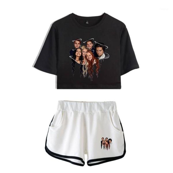 riverdale women's fashion two-piece set riverdale short sleeve black bare navel t-shirt + white shorts set1
riverdale women's fashion two-piece set riverdale short sleeve black bare navel t-shirt + white shorts set1