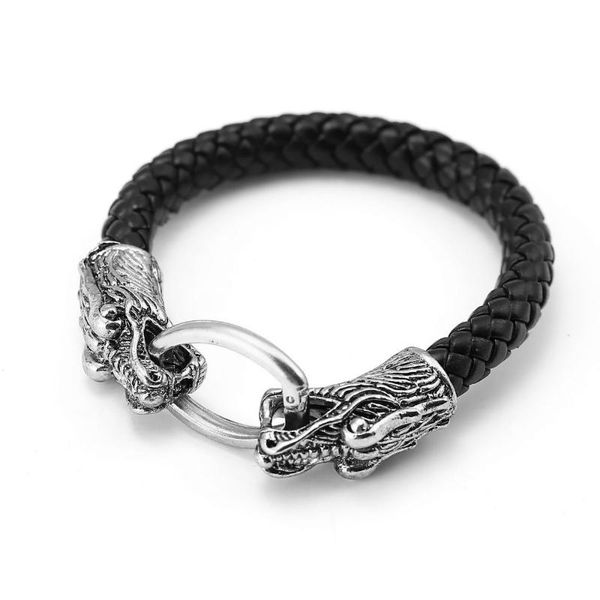 charm bracelets fashion dragon black bracelet men's pu woven leather accessories punk style magnetic clasp bangles, Golden;silver
charm bracelets fashion dragon black bracelet men's pu woven leather accessories punk style magnetic clasp bangles, Golden;silver