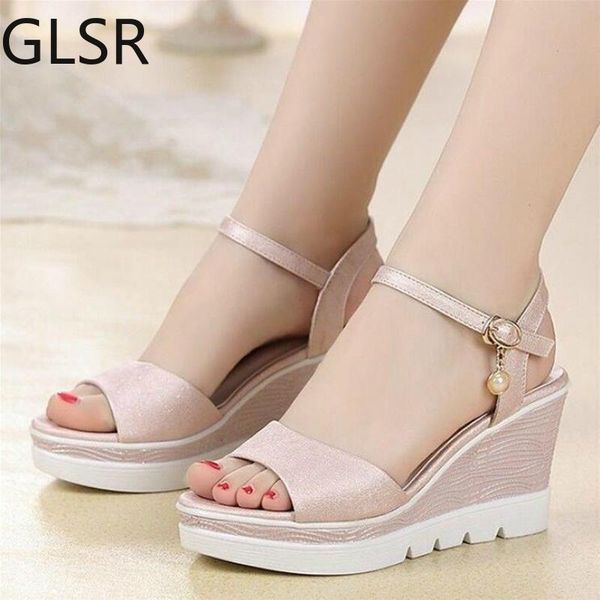 size 35-40 2021 new novelty summer female sandals women's wedges super high heels shoes woman collocation daily dress shoes w303, Black
