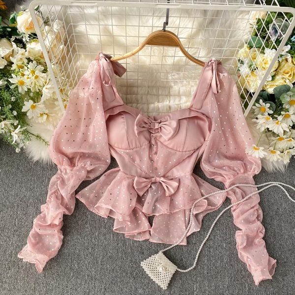 womens vintage style shirt design puff sleeves short ruffled shirt sweet square collar bow patchwork short blouse ml639, White
womens vintage style shirt design puff sleeves short ruffled shirt sweet square collar bow patchwork short blouse ml639, White