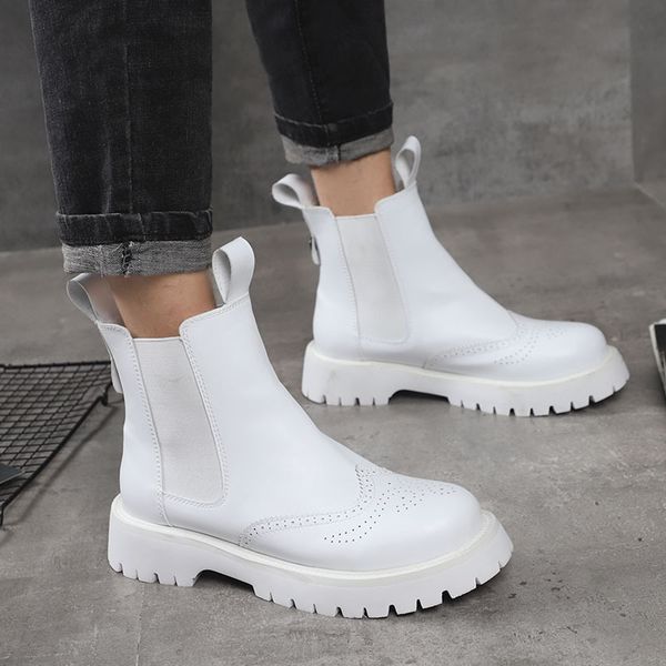 new fashion british style thick boots horseshoe heel round head high comfortable rubber men's shoes, Black
new fashion british style thick boots horseshoe heel round head high comfortable rubber men's shoes, Black