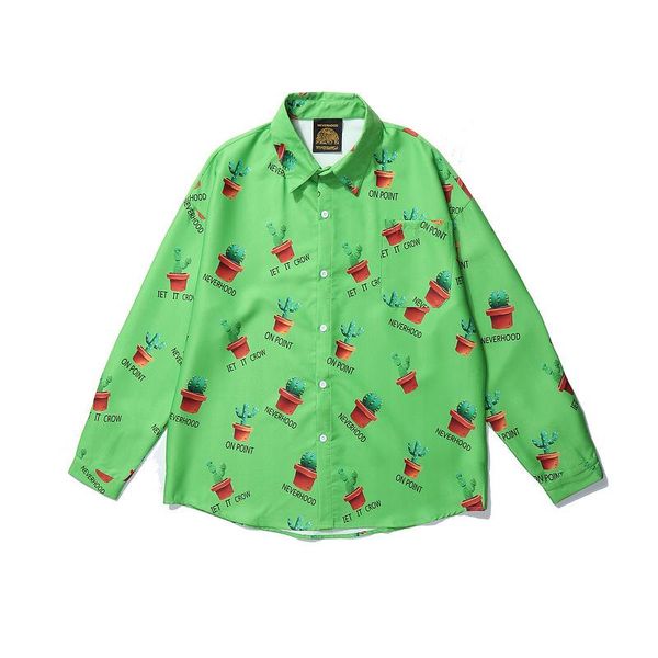 2021 spring cactus print long sleeve dress shirts men harajuku casual button down shirt fashion hip hop hipster streetwear, White;black
2021 spring cactus print long sleeve dress shirts men harajuku casual button down shirt fashion hip hop hipster streetwear, White;black