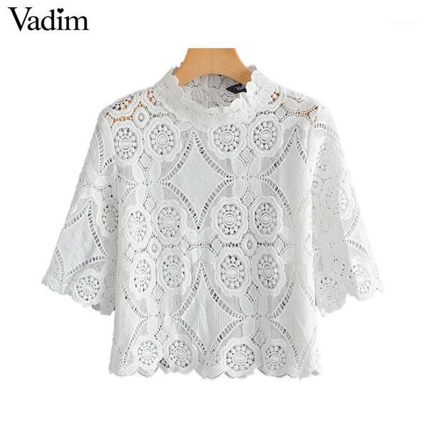 vadim women elegant embroidery hollow out blouse short sleeve stand collar white female casual wear blusas da2971
vadim women elegant embroidery hollow out blouse short sleeve stand collar white female casual wear blusas da2971