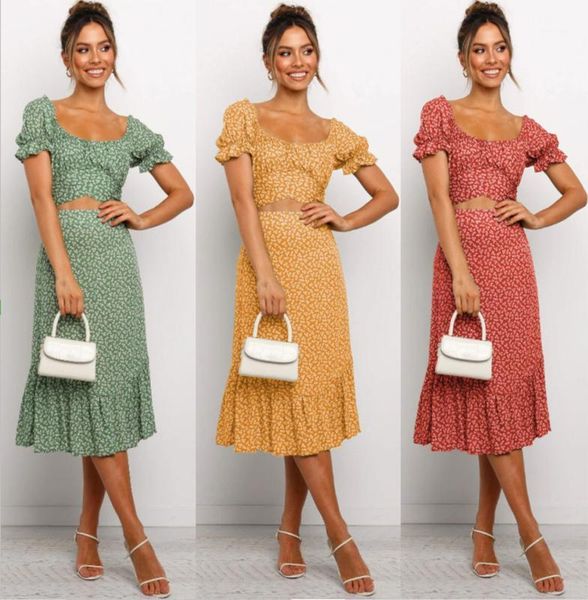 women's 2020 printed round collar tie waist suits bubble sleeve + floral skirt two piece sets woman summer suits1, White
women's 2020 printed round collar tie waist suits bubble sleeve + floral skirt two piece sets woman summer suits1, White