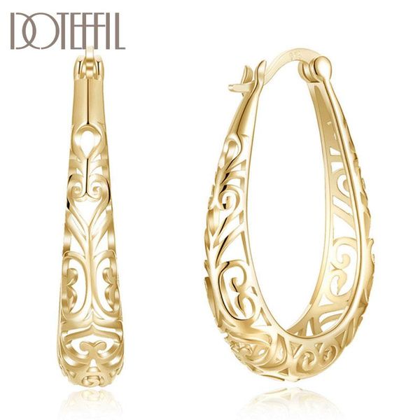 doteffil 925 sterling silver/18k gold hollow pattern circle hoop charm earrings fashion for woman wedding party gift jewelry, Golden;silver
doteffil 925 sterling silver/18k gold hollow pattern circle hoop charm earrings fashion for woman wedding party gift jewelry, Golden;silver