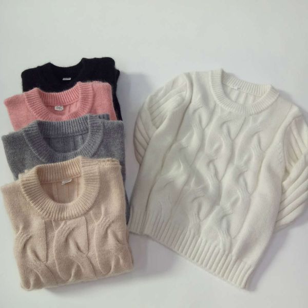 children's cashmere base boys' and girls' white twist round neck thickened sweater, Blue
children's cashmere base boys' and girls' white twist round neck thickened sweater, Blue
