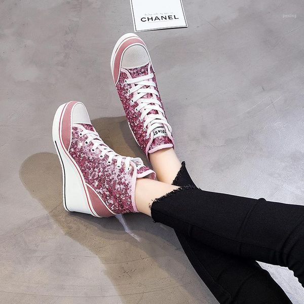 the new 2020 han edition 8 cm higher canvas shoes wedges sequins lace sponge base leisure platform height for shoes1, Black
the new 2020 han edition 8 cm higher canvas shoes wedges sequins lace sponge base leisure platform height for shoes1, Black