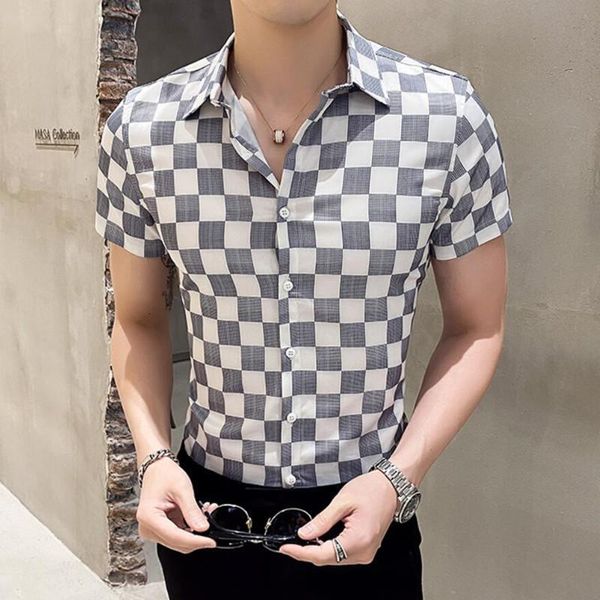 men's shirts short sleeve black white plaid summer casual mens classic shirts slim short square men fashion shirt, White;black
men's shirts short sleeve black white plaid summer casual mens classic shirts slim short square men fashion shirt, White;black