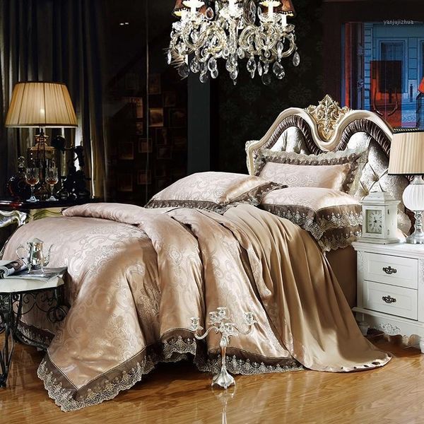jacquard silk cotton bedding sets luxury 4pcs lace bedclothes brown satin duvet cover bed sheet pillowcases king size1
jacquard silk cotton bedding sets luxury 4pcs lace bedclothes brown satin duvet cover bed sheet pillowcases king size1
