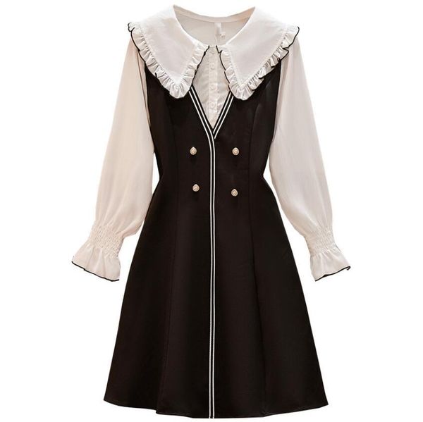 2021 new sweet spring beautiful black party white long sleeve fake high waist two dresses plus elegant size dress p2171 494e, Black;gray
2021 new sweet spring beautiful black party white long sleeve fake high waist two dresses plus elegant size dress p2171 494e, Black;gray