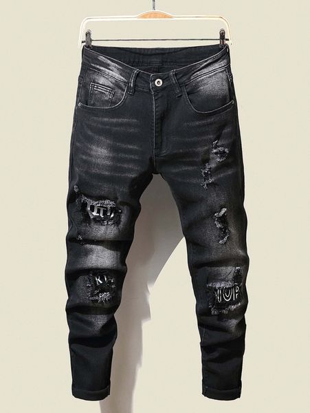 men letter graphic ripped cat whisker jeans f9oj#, Blue
men letter graphic ripped cat whisker jeans f9oj#, Blue