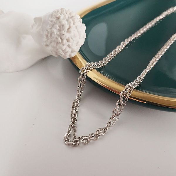 korean s925 sterling silver necklace ins harajuku style double cross chain necklace women's personality chain q0531
korean s925 sterling silver necklace ins harajuku style double cross chain necklace women's personality chain q0531
