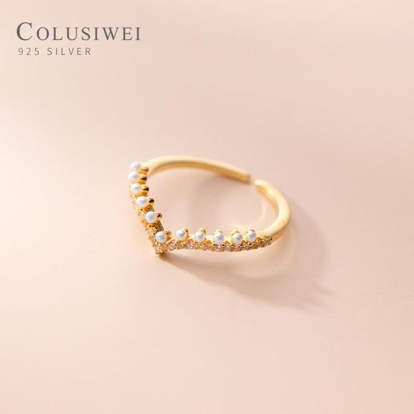 cluster rings colusiwei vintage 925 sterling silver sparkling zircon with pearl v shape opening ring for women wedding bands fine jewelry, Golden;silver
cluster rings colusiwei vintage 925 sterling silver sparkling zircon with pearl v shape opening ring for women wedding bands fine jewelry, Golden;silver