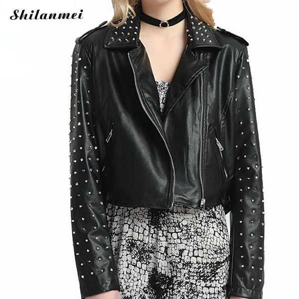 punk women rivet jacket coat casaco feminino long sleeve turn-down collar studded cool female motorcycle black pink outerwear, Black;brown
punk women rivet jacket coat casaco feminino long sleeve turn-down collar studded cool female motorcycle black pink outerwear, Black;brown