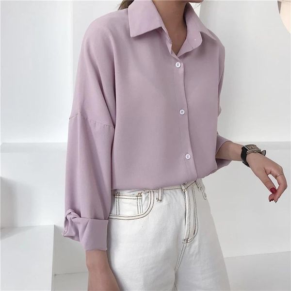 spring summer long sleeve casual blouse single breasted turn-down collar plain shirt women 2020, White
spring summer long sleeve casual blouse single breasted turn-down collar plain shirt women 2020, White
