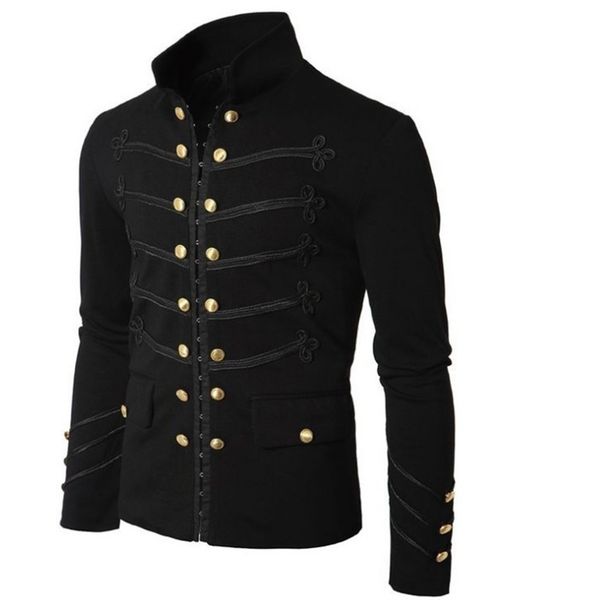 men vintage military jacket gothic military parade jacket embroidered buttons solid color retro uniform cardigan outerwear 201218, Black;brown
men vintage military jacket gothic military parade jacket embroidered buttons solid color retro uniform cardigan outerwear 201218, Black;brown