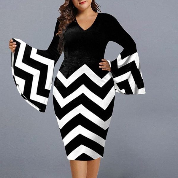 women's plus size sheath dress striped v neck print long sleeve spring work casual midi dress causal daily dress a3hb#, Black
women's plus size sheath dress striped v neck print long sleeve spring work casual midi dress causal daily dress a3hb#, Black