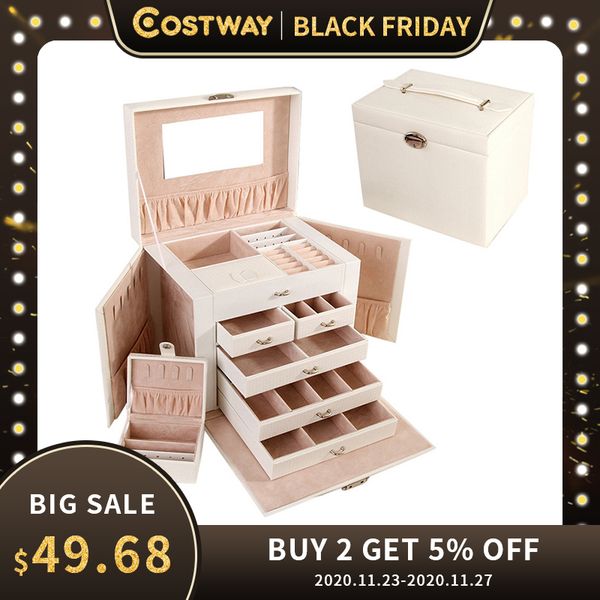 costway portable organizer ring stud earrings jewelry storage with mirror faux leather box w0227 q1130
costway portable organizer ring stud earrings jewelry storage with mirror faux leather box w0227 q1130