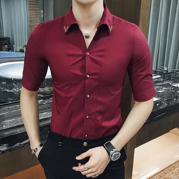 solid color business half shirt 2020 leisure fashion gentleman slim short sleeve shirts men's five-quarter sleeve shirts, White;black
solid color business half shirt 2020 leisure fashion gentleman slim short sleeve shirts men's five-quarter sleeve shirts, White;black